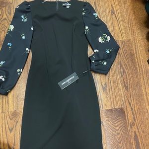 Karl Lagrfel black dress with floral sleeves